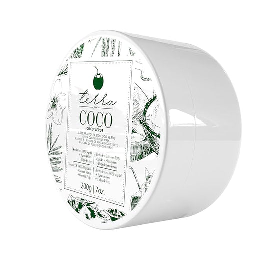 Terra Coco Verde Mask | Vegan | Moisturizes and Nourishes | Ideal for Extremely Dry and Worn Hair Damaged by Sun or Chemicals| Removes Dead Cells | Acts as a Sunscreen | 7.0 oz
