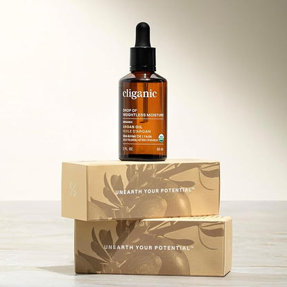 Cliganic Organic Argan Oil, 100% Pure | for Hair, Face & Skin | Natural Cold Pressed Carrier Oil, Imported from Morocco (Packaging May Vary)