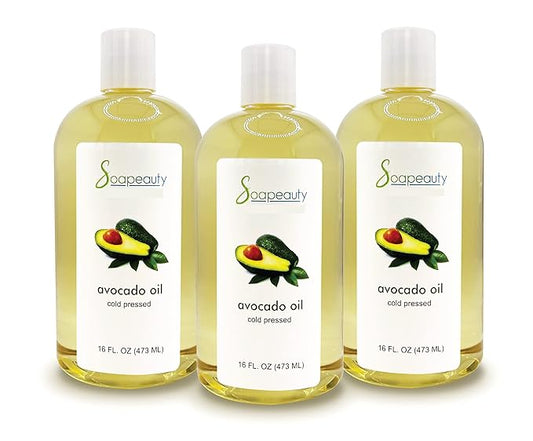Soapeauty Avocado Oil for Skin & Hair - Cold Pressed - 100% Pure & Natural - Carrier Oil for Essential Oils - Massage Oil - 48 fl oz (3 X 16 fl oz)
