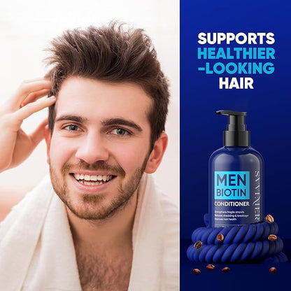 Biotin Hair Conditioner for Men - Thickening Volumizing Conditioner with Rosemary Tea Tree Oil Caffeine for Thinning Damaged Dry Hair sulfate free - 13.5 Fl Oz (Pack of 1)