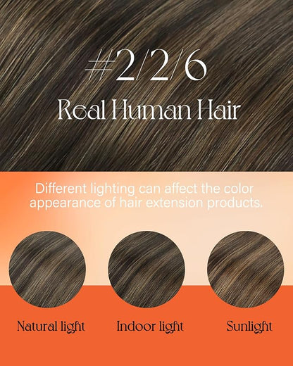 Sunny Hair Nano Hair Extensions Human Hair Balayage Brown Nano Ring Hair Extension Dark Brown Ombre Medium Nano Tip Hair Extensions Real Human Hair for Women 50G 20Inch