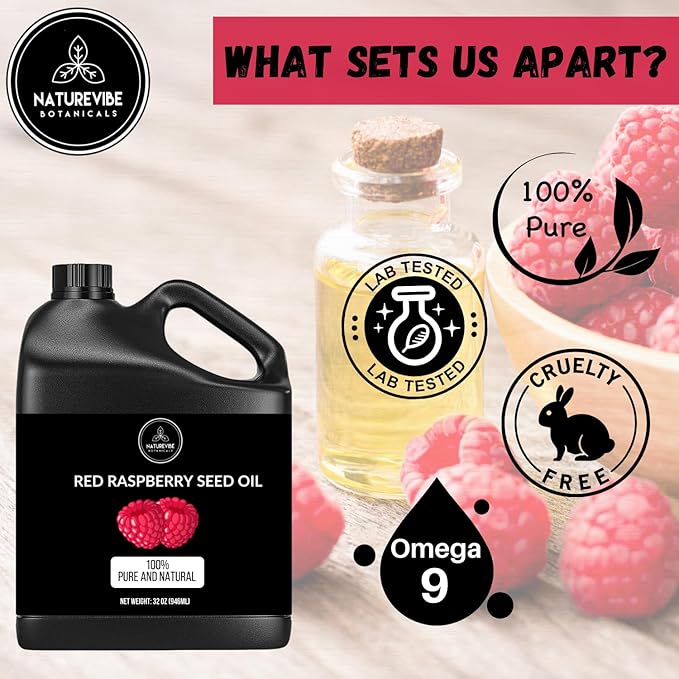 Naturevibe Botanicals Red Raspberry Oil 32 Ounces | 100% Pure and Natural | Great for Skin Care and Hair Care