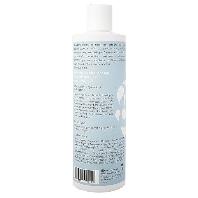 Purezero Moroccan Argan Oil Shampoo & Conditioner set - Repair Damaged Hair - Fight Dandruff & Frizz - Zero Sulfates, Parabens, Dyes, Gluten - Vegan & Cruelty Free (20 FL Oz (Pack of 2))