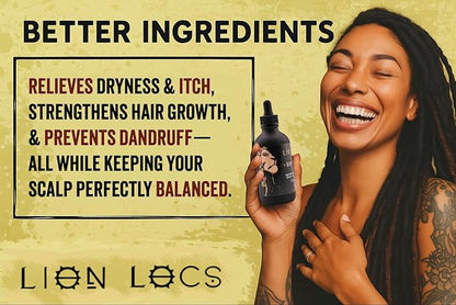 Lion Hair Growth Oil and Scalp Relaxer | Light Styling for Dreadlocks, Braidlocks, Braids, Faux Locs, Crochet Locs, Boho Locs, or Sisterlocks (4oz)