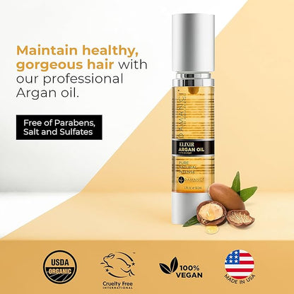 Elixir Argan Oil - Premium Quality Argon Oil for Hair - Gotas para el Cabello - Aceite Para el Cabello - Split End Repair Argon Oil for Hair Treatment (1.7 oz)