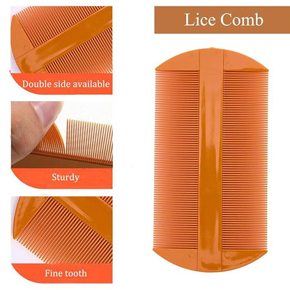 Dandruff Comb Fine Tooth Scalp Detox Comb Lice for Women, Men & Kids Stainless Steel Scalp Detoxing, Sweep & Massage Hair Brush Tool for Hair Care (2PC Black+Orange)