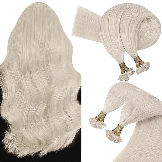 Sunny Hair Blonde Flat Tip Hair Extensions Real Human Hair 16inch Keratin Bond Extensions Human Hair K Tip Human Hair Extensions 50G