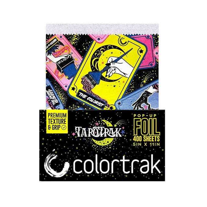 Colortrak Tarot Pop-up Foil W/Dispenser (400 Count), Pre-cut Sheets, Non-Slip Embossed Texture, 5" x 11" Sheets for Hair Foil Coloring and Highlighting Sheet Applications