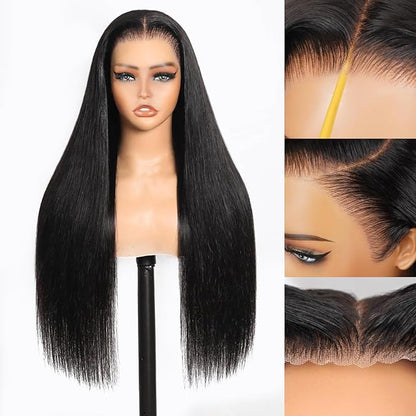 XZZ 28Inch Wear and Go Glueless Wigs Human Hair Pre Plucked Pre Cut 9x6 HD Lace Front Wigs Human Hair 200% Density Glueless Straight Wigs Human Hair Pre Everything Black Human Hair Wig for Women