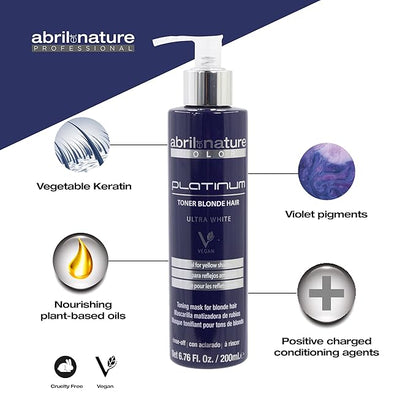Platinum Professional Mask - For Blonde, Bleached, Highlighted, and/or Gray Hair - Violet Toner - Goodbye Yellow Tones - Platinum Appearance - 1000 ml
