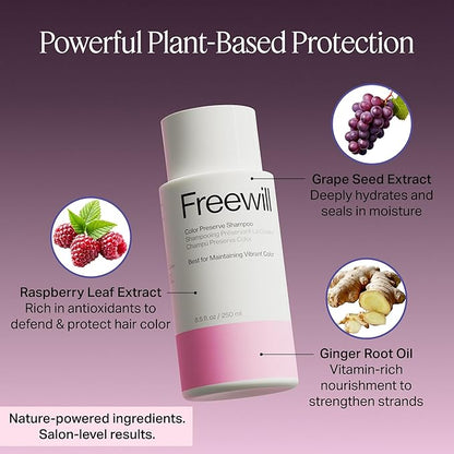 Freewill Color Preserve Shampoo, Gentle, Moisturizing and Nourishing Shampoo for Color-Treated Hair, Fights Color Fade to Help Maintain Vibrancy, 8.5 oz
