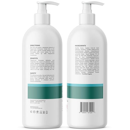 Peppermint Shampoo with Castor Oil & Biotin, Soothes Dry, Itchy Scalp, Strengthens Hair, Reduces Thinning & Hair Loss, Promotes Growth, Adds Volume, Sulfate-Free, 16 fl oz
