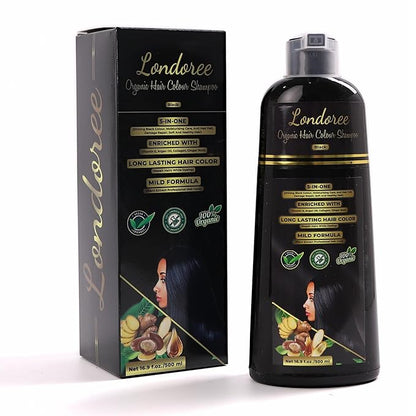 5-in-1 Hair Dye Shampoo for Gray Hair - Ammonia-Free with Vitamin E, Argan Oil & Collagen - Moisturizes, Repairs, and Colours in 15 Minutes - 500 ML (Black Hair)