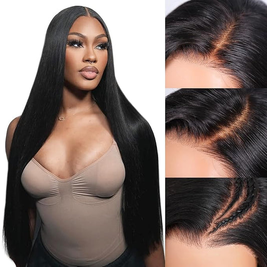 XZZ 28Inch Wear and Go Glueless Wigs Human Hair Pre Plucked Pre Cut 9x6 HD Lace Front Wigs Human Hair 200% Density Glueless Straight Wigs Human Hair Pre Everything Black Human Hair Wig for Women