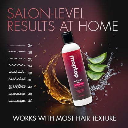 MopTop Salon Anti Frizz Hair Gel – Salon Quality Curl Defining Gel to Enhance Wavy, Curly and Kinky-Coily Hair, Medium Hold, For Frizz Control, with Aloe, Sea Botanicals & Honey (Citrus Medley, 8oz)