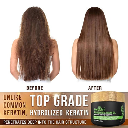 Combo Pack - Herbishh Color Shampoo for Gray Hair + Argan Intense Hair Mask - Long-lasting Dye, Colors in Minutes - Stimulates Dry, Frizzy Hair - 500 ml (Burgundy)