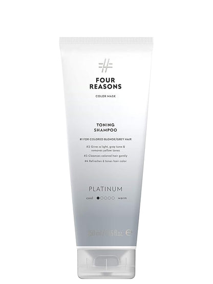FOUR REASONS Color Depositing Shampoo for Color Treated Hair - Platinum Blonde/Grey, Sulfate Free Grey Hair Toner, , 8.45 Fl Oz