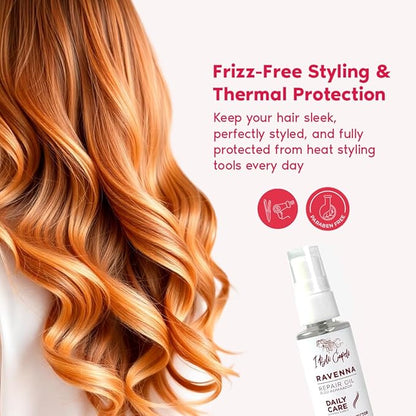 Ravenna Hair Oil for Frizzy Hair – Split End Repair, Heat Protection & Deep Hydration – Macadamia, Avocado & Coconut Oil for Damaged, Dry & All Hair Types (60ml/2.02 Fl Oz)
