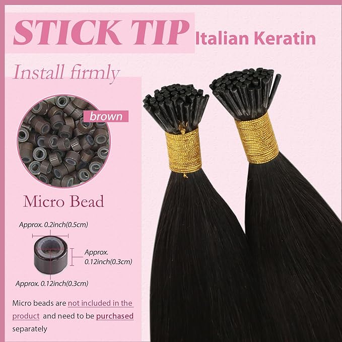 YoungSee I Tips Hair Extensions Real Human Hair Dark Brown Itip Hair Extensions Real Human Hair Brown Tip Hair Extension for Everyday Use 18 Inch 60s 50g Pre Bonded Hair Extension Long Lasting