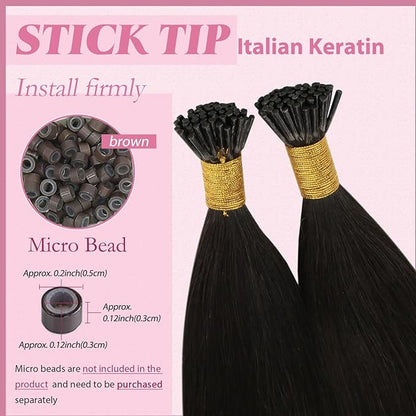 YoungSee Itip Human Hair Extensions Dark Brown I Tip Extensions Brown 14 Inch 80s 50g I Tips Hair Extensions Real Human Hair Dark Brown Short Keratin Hair Extension for Short Hair Tip Extension