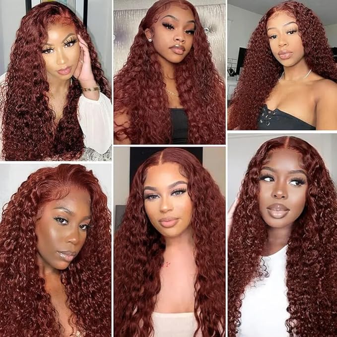 28 28 28 Inch Copper Red Human Hair Bundles Auburn Deep Wave Bundles Huxowax Virgin Soft And Silky Remy Hair Extensions Color 33 Deep Wave Bundle 300g