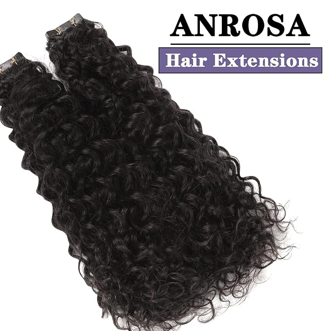 Anrosa Kinky Curly Hair Tape in Extensions Human Hair 3c Deep Curly Seamless Skin Weft Jerry Curly Tape ins Natural Black #1B Real Human Hair Tape in Extensions for Black Women 16 Inch 20 Pieces 50g