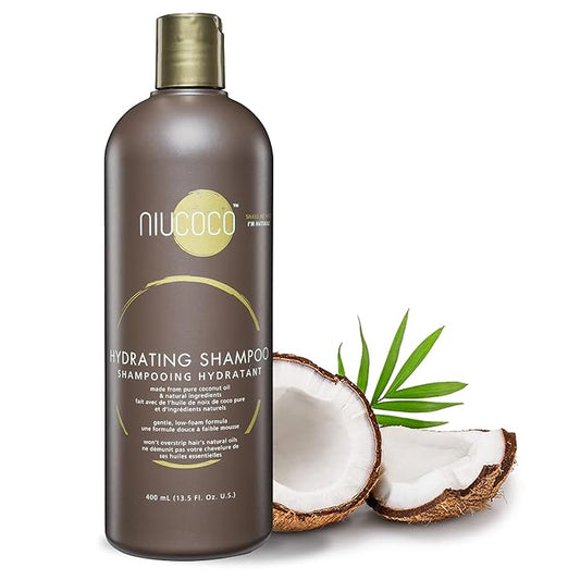 Natural Coconut Oil Hydrating Shampoo (400ml) | Chemical Free Moisturizing Dandruff Formula for Dry, Damaged, Hair & Scalp | Safe on Color Treated Hair | Professional Salon Quality