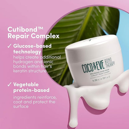 Coco & Eve Bond Therapy Pro Bond Hair Mask. Strengthening Bond-Building Treatment with Cutibond™ Repair Complex. Nourishes, Hydrates, Reduces Breakage for Damaged Chemically Treated Hair (7.17 fl oz)