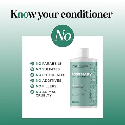 Biotin Rosemary Conditioner for Thinning Hair - Vegan Rosemary Biotin Conditioner with Volumizing Plant Proteins & B Vitamins for Fine Weak & Dull Hair - Sulfate Paraben & Silicone Free (16 Fl Oz)