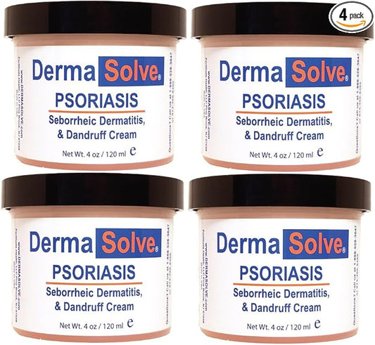 Dermasolve Psoriasis, Seborrheic Dermatitis & Dandruff Cream Formulated to Treat Itchy Flakey Inflamed Skin And Prevent Future Flares to Provide Soothing Moisturizing Relief. (4.0 oz.) 4-Pack