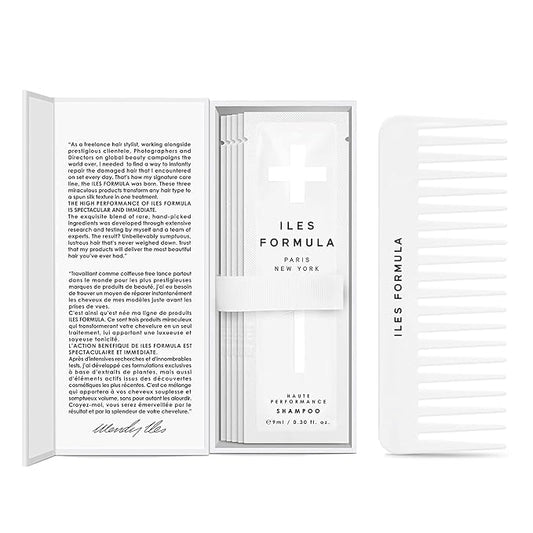 ILES FORMULA Signature Collection Discovery Set – Hydrating Trial Size Shampoo & Conditioner w/Sample Finishing Serum Blow Dry Cream for Dry, Damaged, Frizzy Hair - Salon Grade Hair Care Sampler