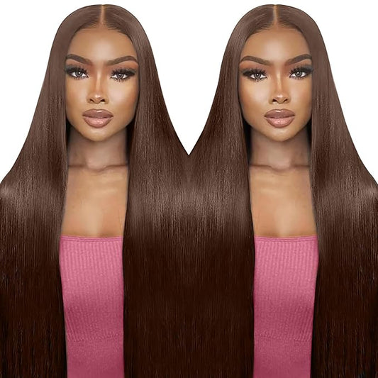 26Inch Chocolate Brown Lace Front Wigs Human Hair Pre Plucked Dark Brown Wear And Go Glueless Wig 9x6 Straight Wigs Human Hair 220% Density Colored #4 Brown Glueless Wig Hd Lace Frontal Wigs For Women