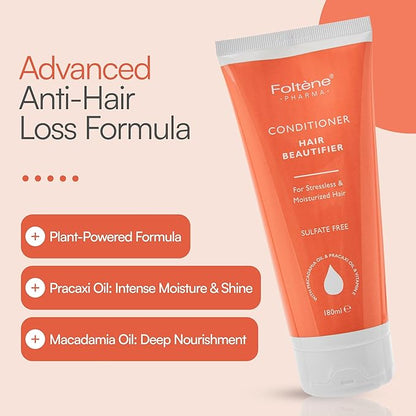 Foltene | Hair Beautifier Conditioner without Sulfate or Silicone | Vitamin E-Rich Beauty Product for Smooth, Shiny Strands | Anti-Aging Panthenol & Macadamia Oil Formula | Moisturise Dry Hair