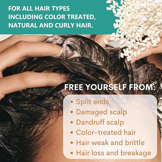 Rosemary Rice Water Shampoo Conditioner & leave-in Spray for Hair Growth Repair System Kit, w/Rosemary, Biotin, Caffeine, Sulfate Free Routine Shampoo for Women Men Hair Loss Thickening