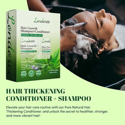 Rosemary Shampoo and Conditioner Set for Hair Growth – Biotin & Tea Tree Oil – Thickening & Strengthening Formula for Thinning Hair, Hair Loss, Scalp Therapy – 13.5 fl oz Each (400ml)