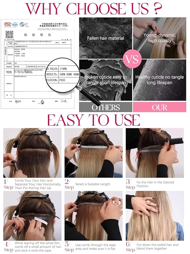 Lacer Long Tape in Hair Extensions Human Hair 18 Inch Wide Tape in Weft Extensions Darkest Brown Invisible Long Weft Hair Extensions Human Hair 50G 1Pcs