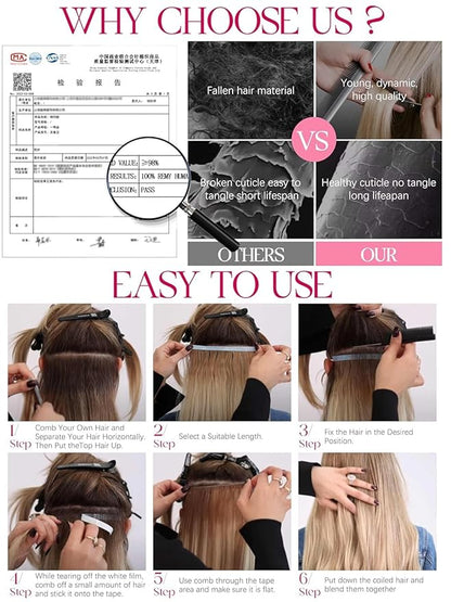 Lacer Long Tape in Hair Extensions Human Hair 18 Inch Wide Tape in Weft Extensions Darkest Brown Invisible Long Weft Hair Extensions Human Hair 50G 1Pcs