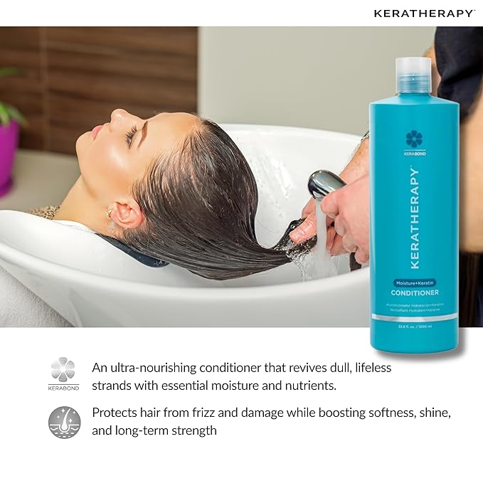 Keratherapy Keratin Infused Moisture Conditioner, 33.8 fl. oz., 1000 ml - Hydrating & Moisturizing Conditioner for Dry Hair with Collagen, Jojoba Oil, & Kerabond Technology