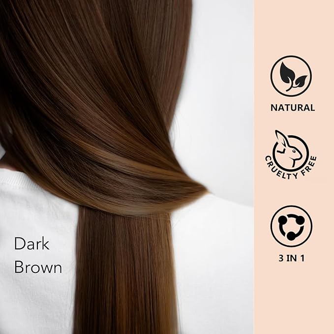 Dark Brown Hair Dye Shampoo 3 in 1, Natural Hair Color Shampoo for Men & Women, Shampoo Para Canas, Long-Lasting Hair Dye Shampoo for 100% Gray Hair Coverage Brown Hair Dye 16.9 Fl Oz (Dark brown)