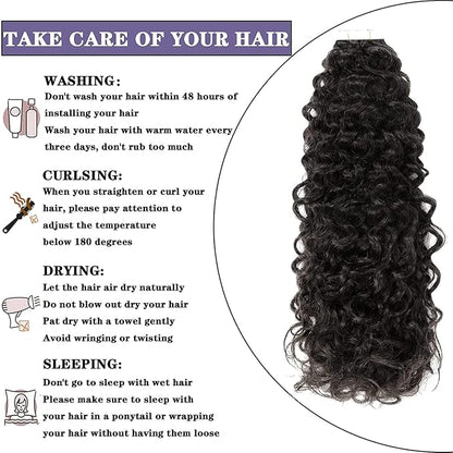 Anrosa Tape In Kinky Curly Hair Extensions Human Hair Natural Black 1B Color 14 inch 3B 3C Jerry Curly Tape in Hair Extensions Human Hair Black Women 20pcs 50g