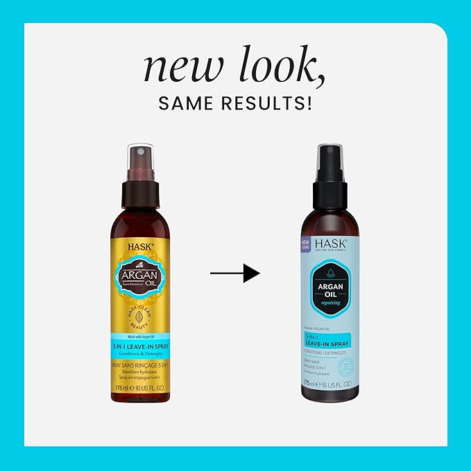 HASK Argan Oil 5-in-1 Leave-In Conditioner Duo (6oz-Qty 2) & Argan Oil Repairing Deep Conditioner Packette, Color Safe, Sulfate-Free, Paraben-Free, Gluten-Free, for All Hair Types