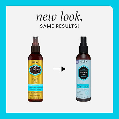 HASK Argan Oil 5-in-1 Leave-In Conditioner Duo (6oz-Qty 2) & Argan Oil Repairing Deep Conditioner Packette, Color Safe, Sulfate-Free, Paraben-Free, Gluten-Free, for All Hair Types