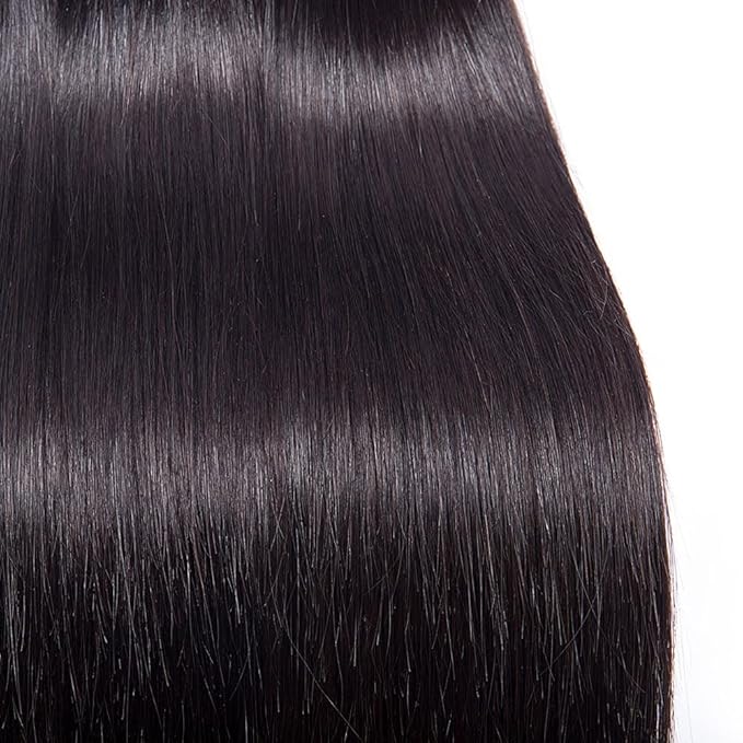 Straight Human Hair Bundles #1B Natural Color Straight Bundles Brazilian Human Hair Weave Extensions Soft and Silky for Black Women 14 16 18 Inch