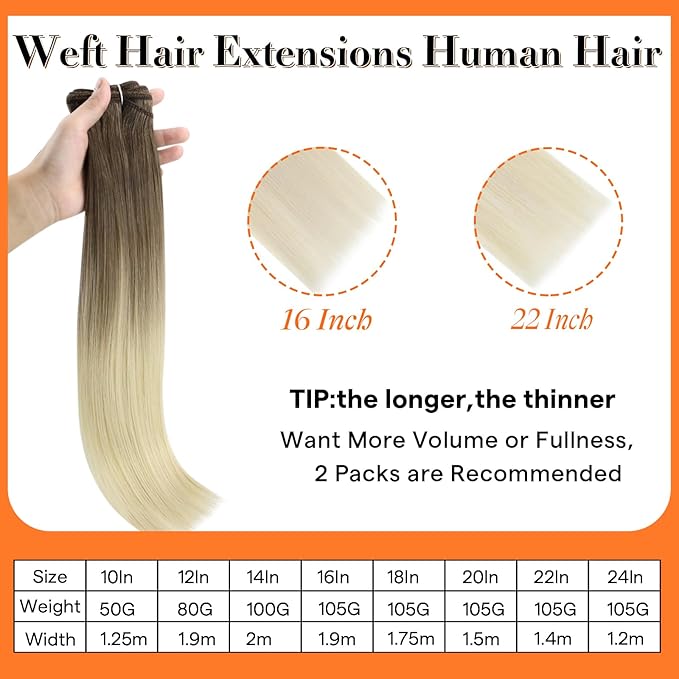 Full Shine Human Hair Weft Extensions Sew In Hair Extensions Real Human Hair Remy Weft Extensions Soft Hair For Women 14 Inch Balayage Brown To Platinum Blonde Hair Bundles 100G