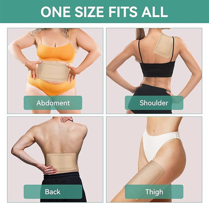 10Pcs Castor Oil Pack Wrap, Organic Cotton Castor Oil Patches for Liver, Stomach, Belly Button, 11.8"x6.3", Disposable Self-Adhesive, Leak-Free, 5X Absorbent Cotton Pad, Portable