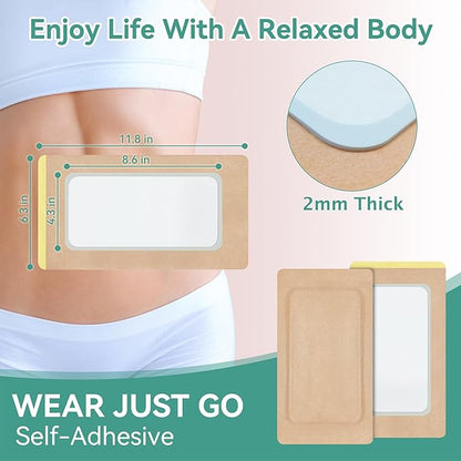 10Pcs Castor Oil Pack Wrap, Organic Cotton Castor Oil Patches for Liver, Stomach, Belly Button, 11.8"x6.3", Disposable Self-Adhesive, Leak-Free, 5X Absorbent Cotton Pad, Portable