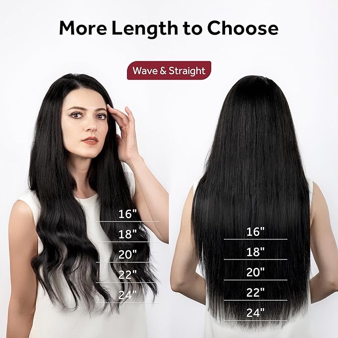 Clip in Hair Extensions Real Human Hair, Remy Hair Clip in Extensions Human Hair, Natural Black 100% Human Hair Extensions for Women #1B 22Inch 120G 7PCS