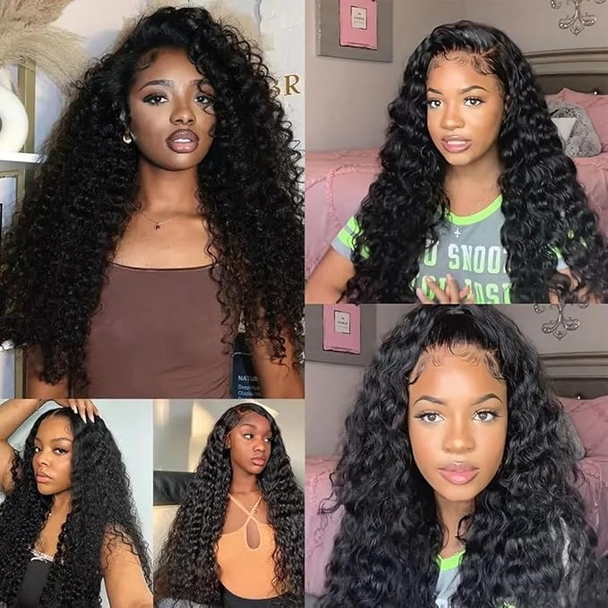 Deep Wave Bundles Human Hair Natural Black Deep Curly Human Hair Bundles 24 24 24 Inch Loose Wave Bundle Brazilian Virgin Remy Hair Extensions Silky Soft Double Weft Deals