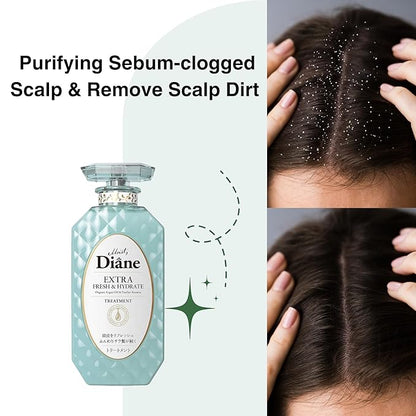 Moist Diane Anti Dandruff Conditioner for Oily Hair Women & Men, Itchy Scalp Treatment by Argan Oil, Tea Tree, Mint, Rosemary & Ginger, Keratin Hair Treatment from Japan, FREASH & HYDRATE 15.2 Fl Oz