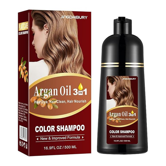 Dark Brown Hair Dye 16.9 Fl Oz, Argan Oil Hair Shampoo, 3 in 1 Dye Shampoo, Easy To Use, Semi-Permanent Hair Color Shampoo (Dark Brown)